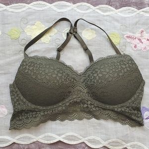 Xhilaration long line bra army green lace 34 B